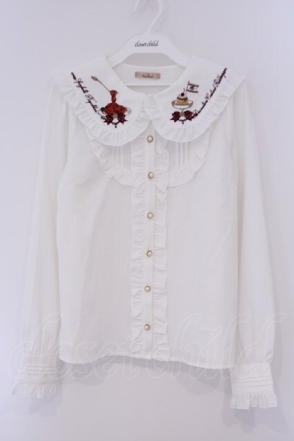 画像1: Amavel / 喫茶アマベルのランチセットブラウス  シロ×ボルドー O-26-02-09-020-CA-BL-IG-OS (1)