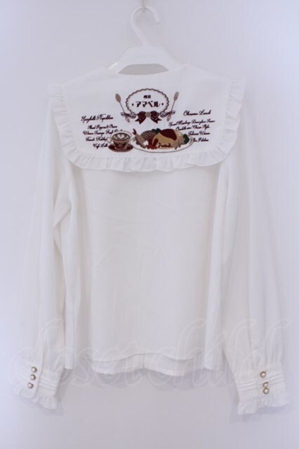 画像4: Amavel / 喫茶アマベルのランチセットブラウス  シロ×ボルドー O-26-02-09-020-CA-BL-IG-OS (4)