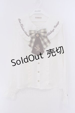 画像: Amavel / くまの探偵さん ネクタイ&チェックリボンブラウス F ベージュ O-26-02-09-021-CA-BL-OW-OS