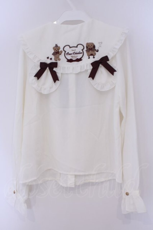 画像3: Amavel / くまの探偵さん ネクタイ&チェックリボンブラウス F ベージュ O-26-02-09-021-CA-BL-OW-OS (3)