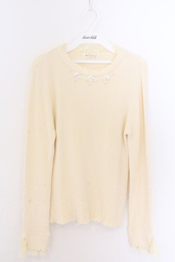 画像1: axes femme / ビジューフラワーニット M キナリ O-26-02-10-033-AX-TO-OW-OS (1)