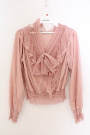 画像: axes femme POETIQUE / チュールブラウス M ピンク O-26-02-10-035-AX-BL-OW-OS