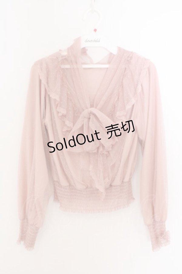 画像1: axes femme POETIQUE / チュールブラウス M ピンク O-26-02-10-035-AX-BL-OW-OS (1)