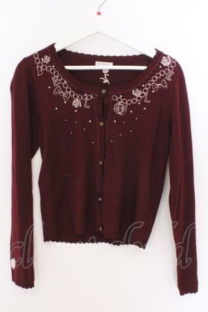 画像: axes femme / 刺繍カーディガン M ワイン O-26-02-10-036-AX-TO-OW-OS