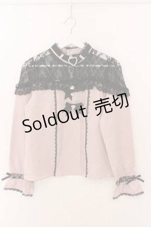 画像: DearMyLove / ハートビジューリボンオフショル風レースブラウス M ピンク O-26-02-10-045-EL-BL-OW-OS