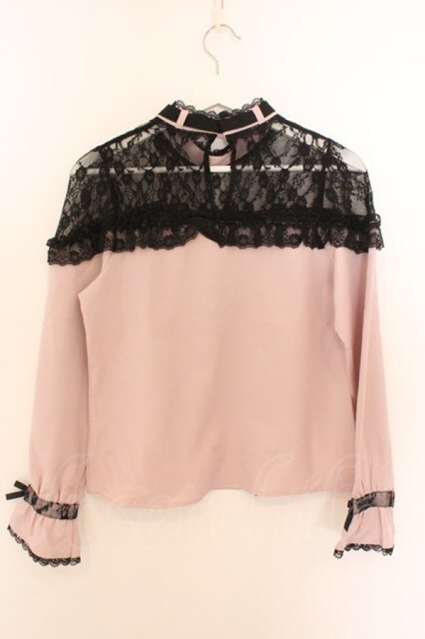 画像3: DearMyLove / ハートビジューリボンオフショル風レースブラウス M ピンク O-26-02-10-045-EL-BL-OW-OS (3)