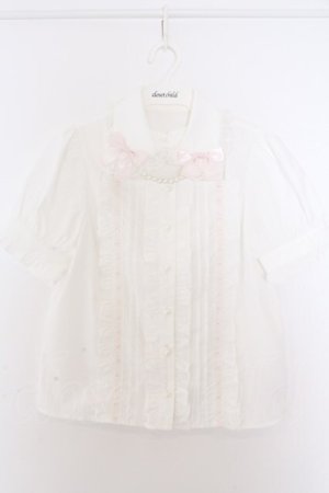 画像: Ank Rouge / リボン丸衿フリルブラウス M シロ O-26-02-10-046-CA-BL-OW-OS