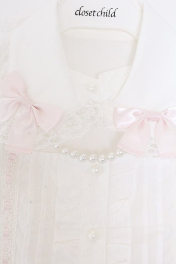 画像2: Ank Rouge / リボン丸衿フリルブラウス M シロ O-26-02-10-046-CA-BL-OW-OS (2)