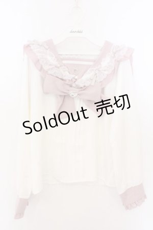 画像: DearMyLove / ハートリボンたっぷりフリルセーラーブラウス M シロ×ピンク O-26-02-10-047-EL-BL-OW-OS