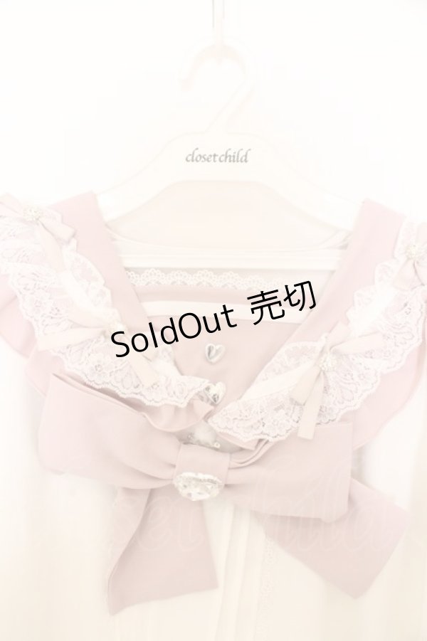 画像2: DearMyLove / ハートリボンたっぷりフリルセーラーブラウス M シロ×ピンク O-26-02-10-047-EL-BL-OW-OS (2)