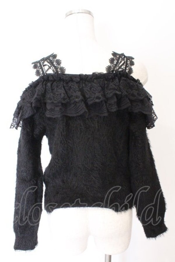 画像3: MR / オフショルダーシャギーニット  ブラック O-26-02-10-050-GO-TO-OW-OS (3)