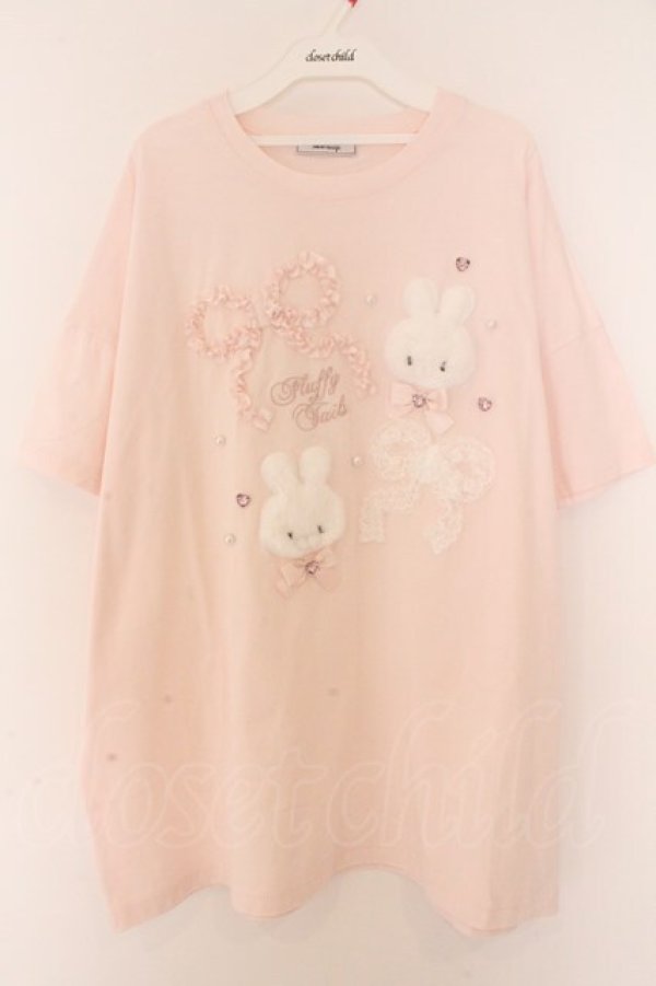 画像1: Ank Rouge / フリフリリボンうさぎBigTe M ピンク O-26-02-10-053-CA-TS-OW-OS (1)