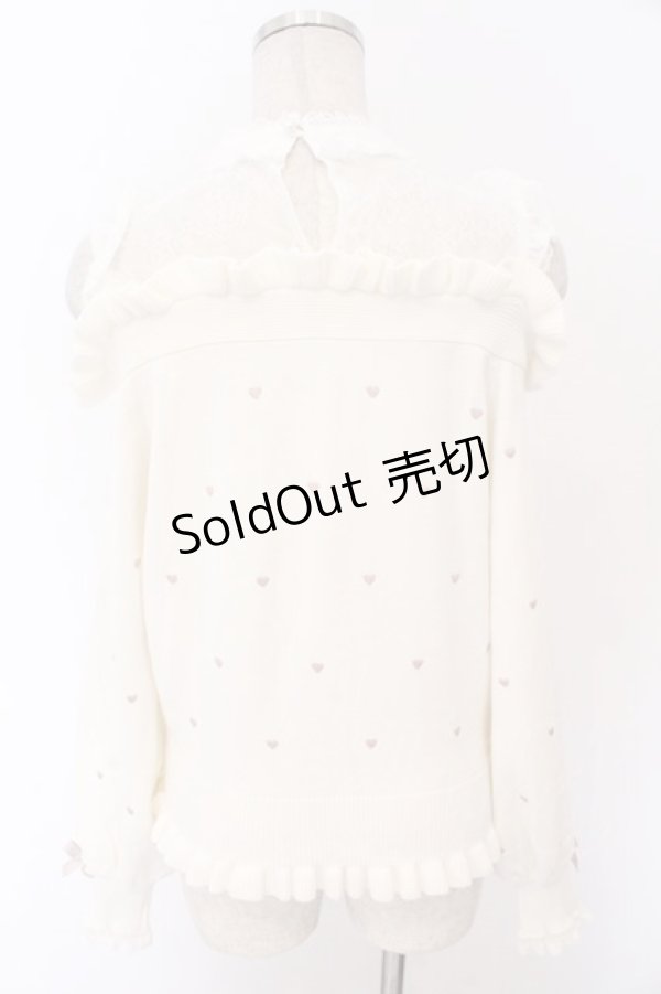 画像5: LIZ LISA / ハート刺繍肩あきレイヤードニット 0 オフシロ O-26-02-10-054-LO-TO-OW-OS (5)