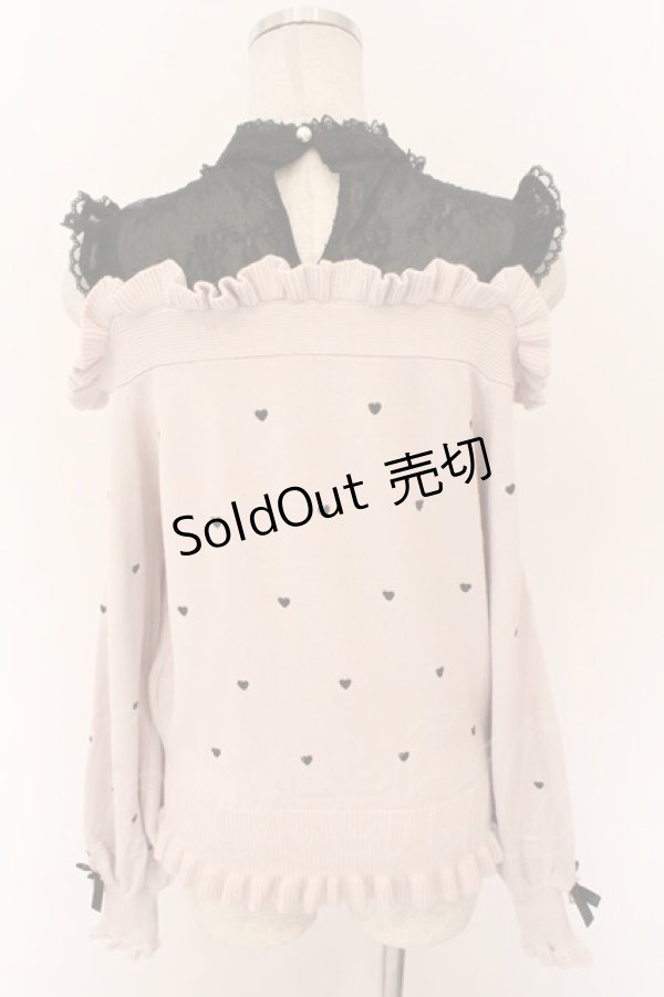 画像5: LIZ LISA / ハート刺繍肩あきレイヤードニット 0 ピンク O-26-02-10-055-LO-TO-OW-OS (5)