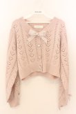 画像1: DearMyLove / キラキラハート編み柄ショートカーディガン M~L ピンク O-26-02-10-059-EL-TO-OW-OS (1)