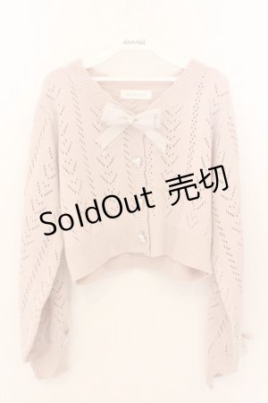 画像: DearMyLove / キラキラハート編み柄ショートカーディガン M~L ピンク O-26-02-10-059-EL-TO-OW-OS