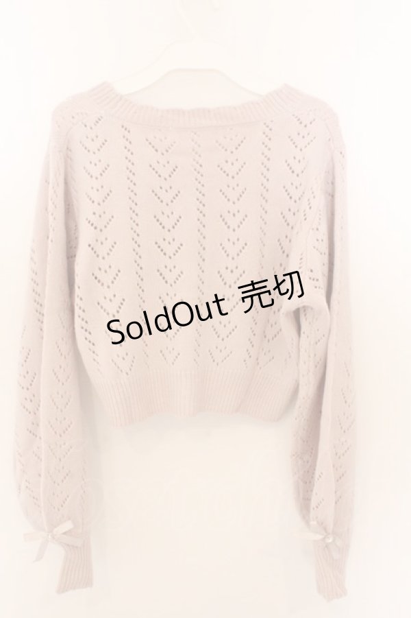 画像3: DearMyLove / キラキラハート編み柄ショートカーディガン M~L ピンク O-26-02-10-059-EL-TO-OW-OS (3)