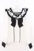 画像1: DearMyLove / ハートリボンたっぷりフリルセーラーブラウス M シロ×クロ O-26-02-10-060-EL-BL-OW-OS (1)
