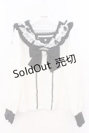 画像: DearMyLove / ハートリボンたっぷりフリルセーラーブラウス M シロ×クロ O-26-02-10-060-EL-BL-OW-OS