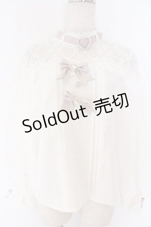 画像: DearMyLove / ハートビジューリボンオフショル風レースブラウス M シロ×ピンク O-26-02-10-061-EL-BL-OW-OS