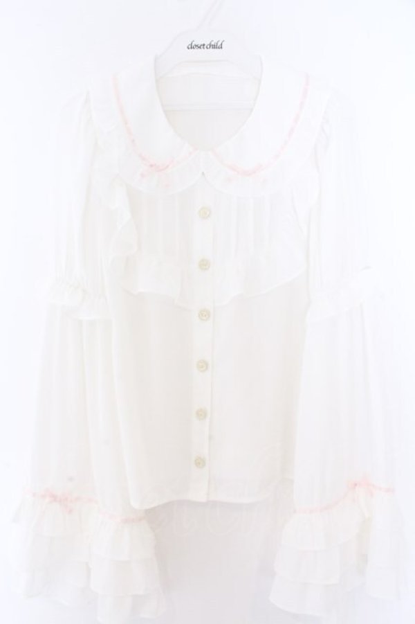 画像1: Ank Rouge / ひめ袖はしごリボンブラウス M シロ×ピンク O-26-02-10-063-CA-BL-OW-OS (1)