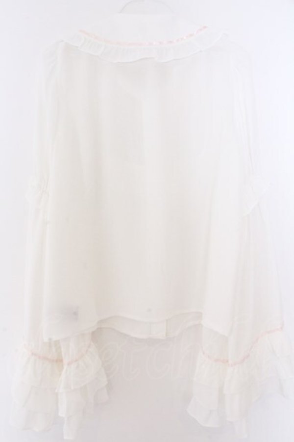 画像2: Ank Rouge / ひめ袖はしごリボンブラウス M シロ×ピンク O-26-02-10-063-CA-BL-OW-OS (2)