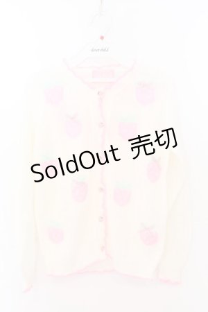 画像: Nile Perch / いちご編み込みカーディガン  シロ×ピンク O-26-02-10-064-LO-TO-OW-OS