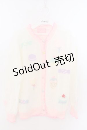 画像: Nile Perch / スウィーツ編み込みカーディガン  シロ×ピンク O-26-02-10-066-LO-TO-OW-OS