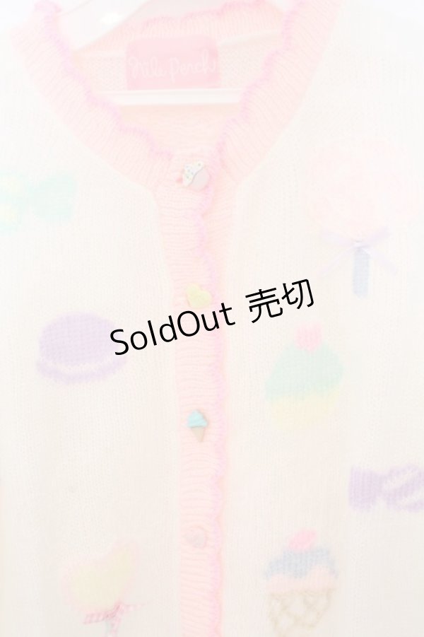 画像2: Nile Perch / スウィーツ編み込みカーディガン  シロ×ピンク O-26-02-10-066-LO-TO-OW-OS (2)