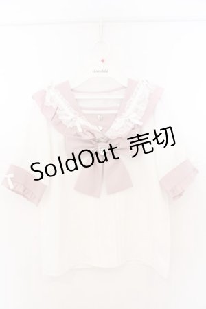 画像: Dear My Love / ハートリボンたっぷりフリルセーラーブラウス M シロ×ピンク O-26-02-10-067-EL-BL-OW-OS