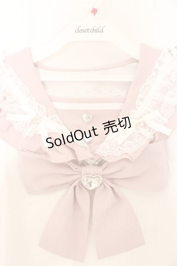 画像2: Dear My Love / ハートリボンたっぷりフリルセーラーブラウス M シロ×ピンク O-26-02-10-067-EL-BL-OW-OS (2)