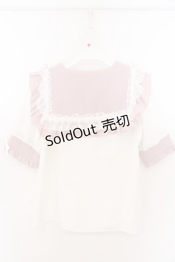 画像3: Dear My Love / ハートリボンたっぷりフリルセーラーブラウス M シロ×ピンク O-26-02-10-067-EL-BL-OW-OS (3)