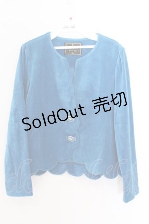 画像: franche lippee black / 裾スカラップベルベットジャケット M ブルー O-26-02-10-008-LO-JA-OW-ZT597