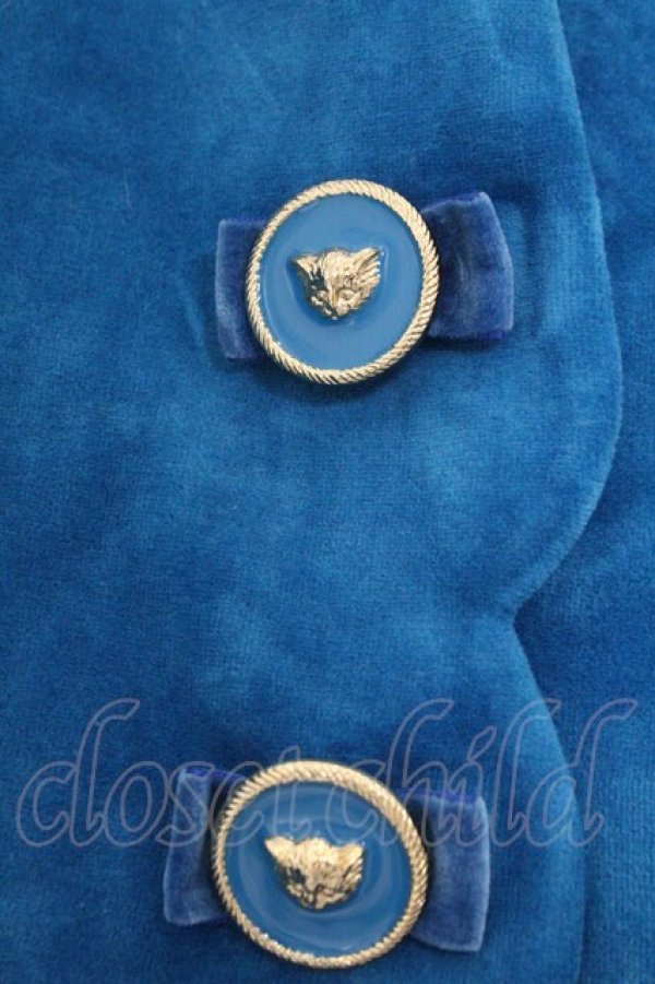 画像2: franche lippee black / 裾スカラップベルベットジャケット M ブルー O-26-02-10-008-LO-JA-OW-OS (2)