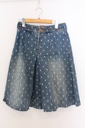 画像: Franche Lippee / ドット刺繍デニムスカート M ブルー O-26-02-10-009-LO-SK-OW-OS