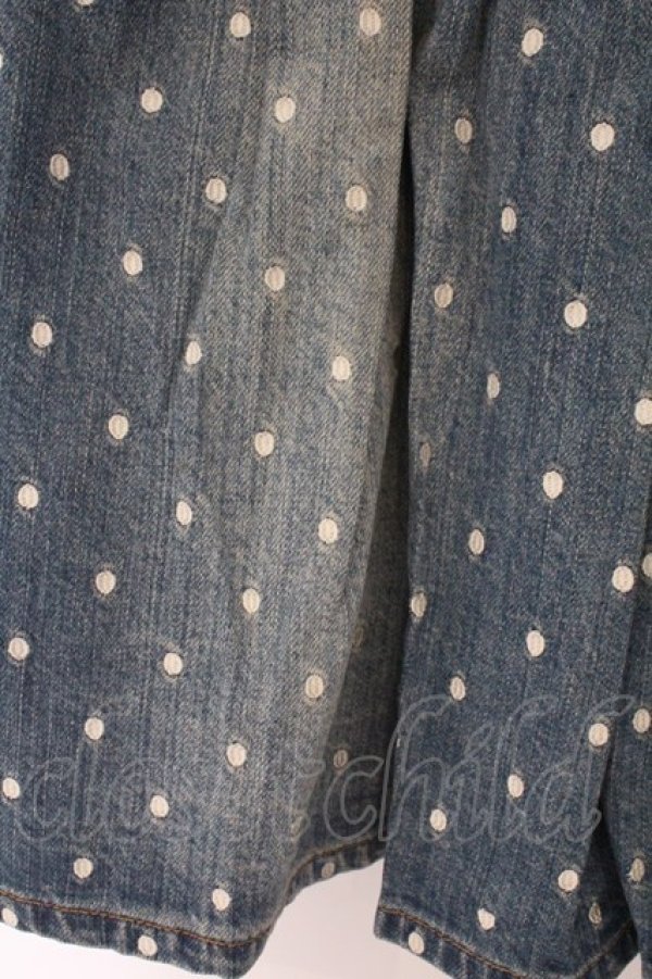 画像2: Franche Lippee / ドット刺繍デニムスカート M ブルー O-26-02-10-009-LO-SK-OW-OS (2)