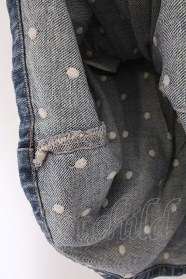画像3: Franche Lippee / ドット刺繍デニムスカート M ブルー O-26-02-10-009-LO-SK-OW-OS (3)