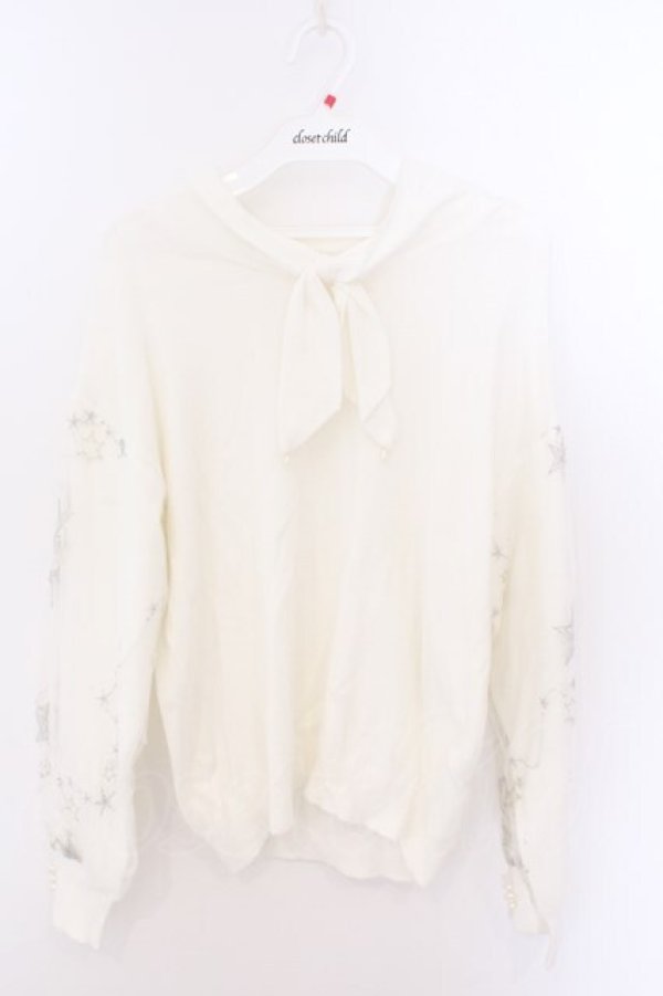 画像1: axes femme / お星さまチュール袖ニット M シロ O-26-02-10-014-AX-TO-OW-OS (1)