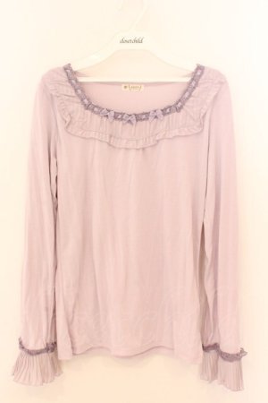 画像: axes femme / シフォンストライプ3つリボンカットソー M ラベンダー O-26-02-10-016-AX-TO-OW-OS