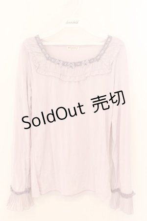 画像: axes femme / シフォンストライプ3つリボンカットソー M ラベンダー O-26-02-10-016-AX-TO-OW-OS