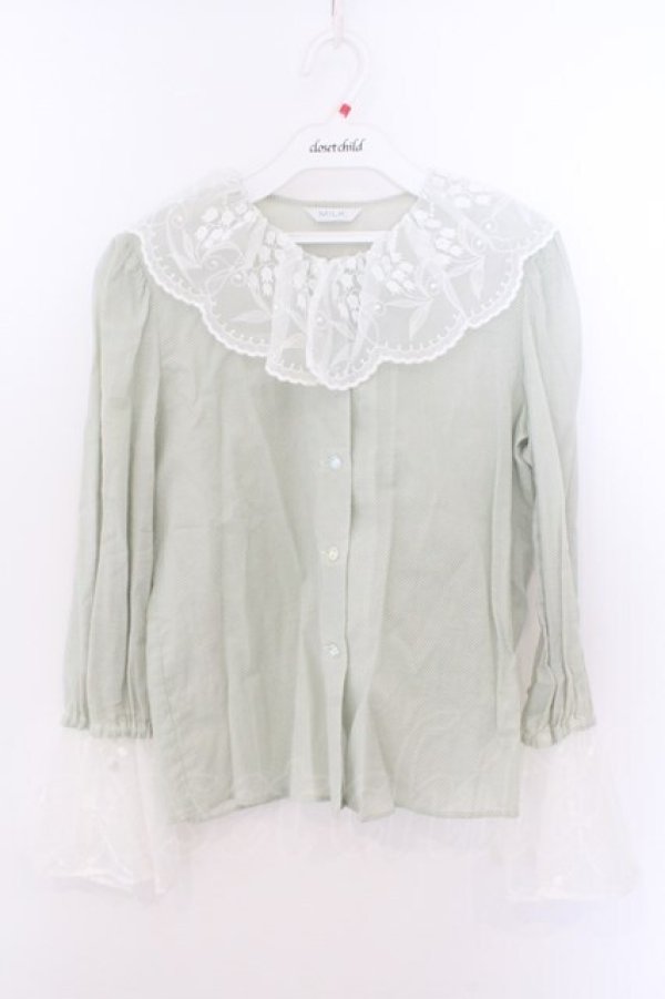 画像1: MILK / ベルブラウス  グリーン O-26-02-10-019-ML-BL-OW-OS (1)