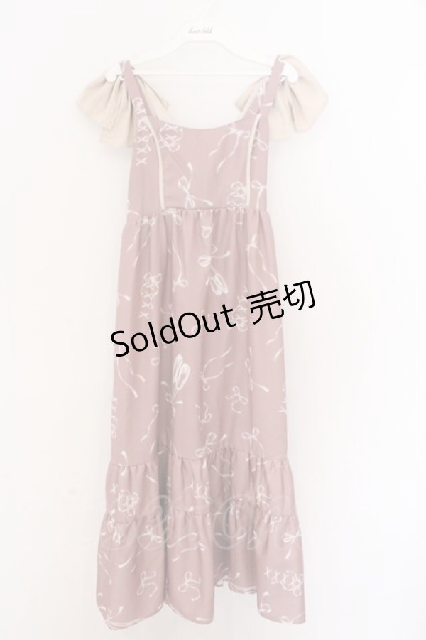 画像1: axes femme / トゥシューズ柄リボン付ワンピース F ピンク O-26-02-10-020-AX-OP-OW-OS (1)