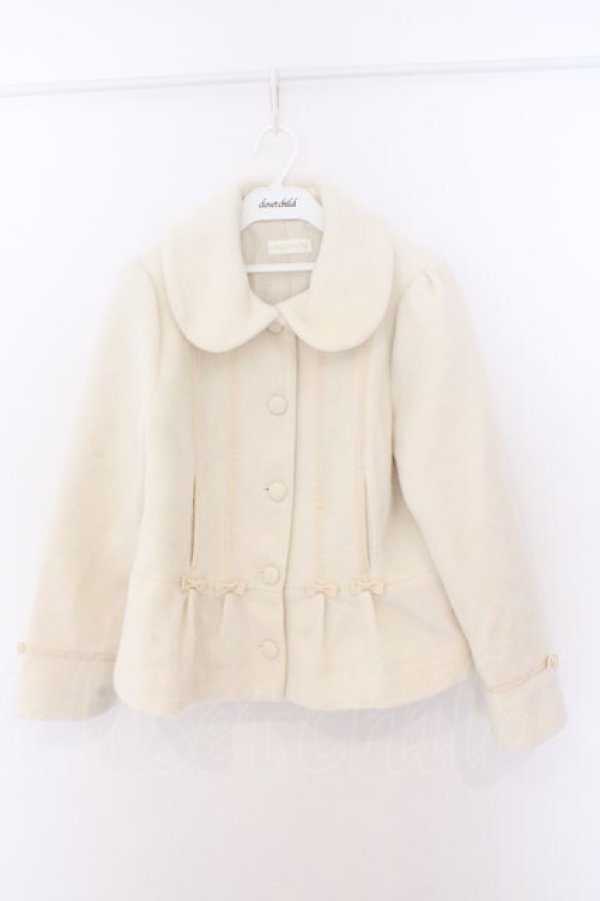 画像1: Melody BasKet / プチリボンショートコート  アイボリー O-26-02-10-021-LO-CO-OW-OS (1)