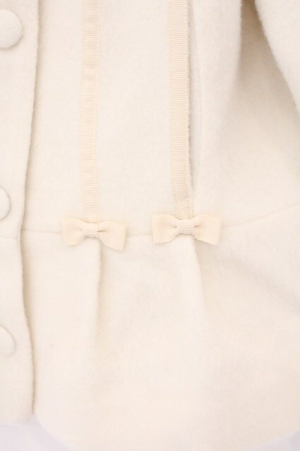 画像2: Melody BasKet / プチリボンショートコート  アイボリー O-26-02-10-021-LO-CO-OW-OS (2)