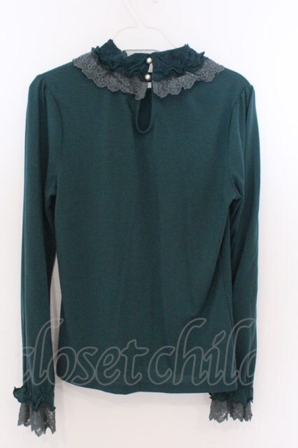 画像2: axes femme / ローズレーススタンドネックカットソー M グリーン O-26-02-10-026-AX-TO-OW-OS (2)