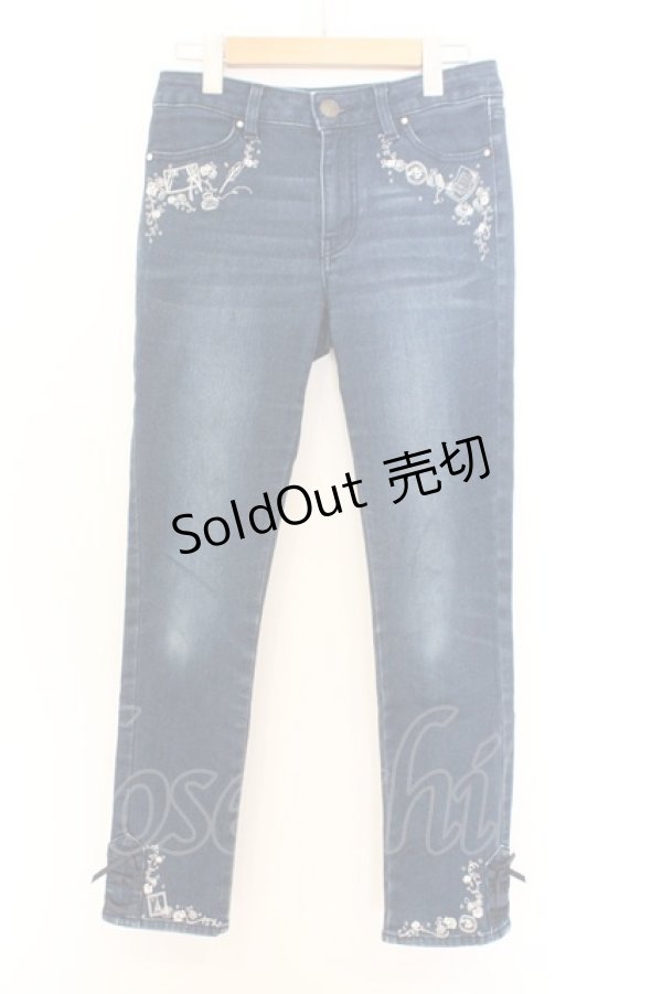 画像1: axes femme / お手紙刺繍デニムパンツ S インディゴ O-26-02-12-1048-AX-PA-YM-OS (1)