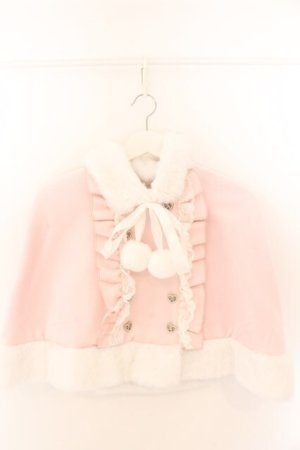 画像: DearMyLove / ファーポンポンハートビジューリボンケープコート M~L ピンク O-26-02-12-1008-EL-JA-OW-OS