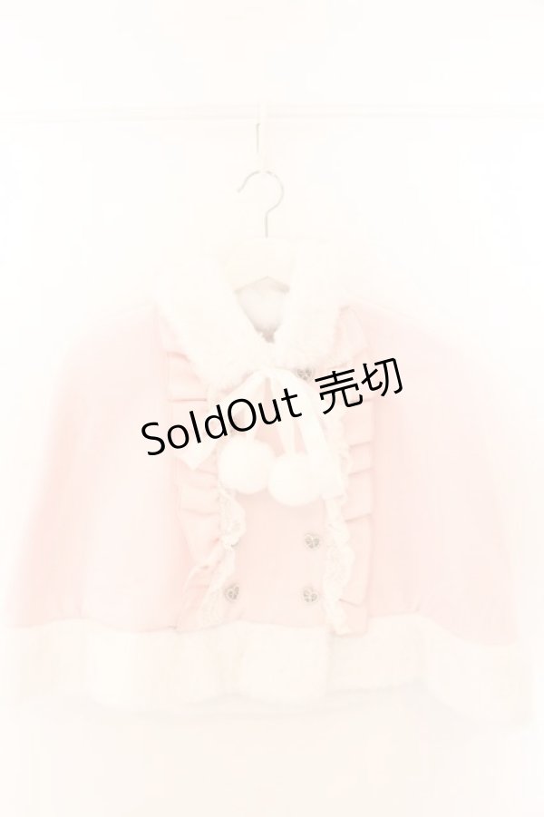 画像1: DearMyLove / ファーポンポンハートビジューリボンケープコート M~L ピンク O-26-02-12-1008-EL-JA-OW-OS (1)