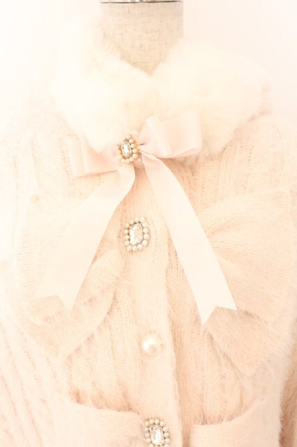 画像2: LIZ LISA / ダブルリボンニットファーポンチョ 0 ピンク O-26-02-12-1009-LO-JA-OW-OS (2)