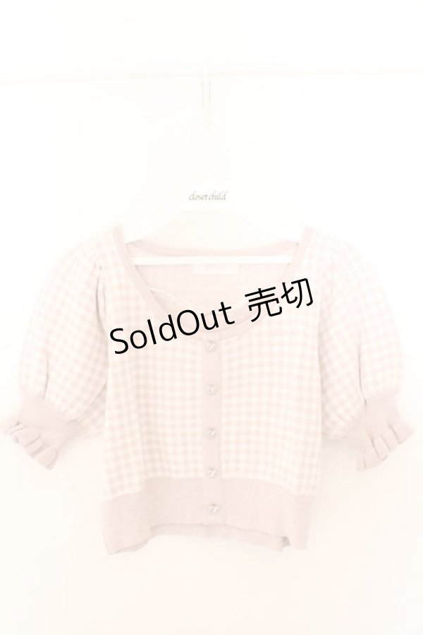 画像1: pium / ハートボタンギンガムニットトップス F ピンク O-26-02-12-1010-0-TO-OW-OS (1)